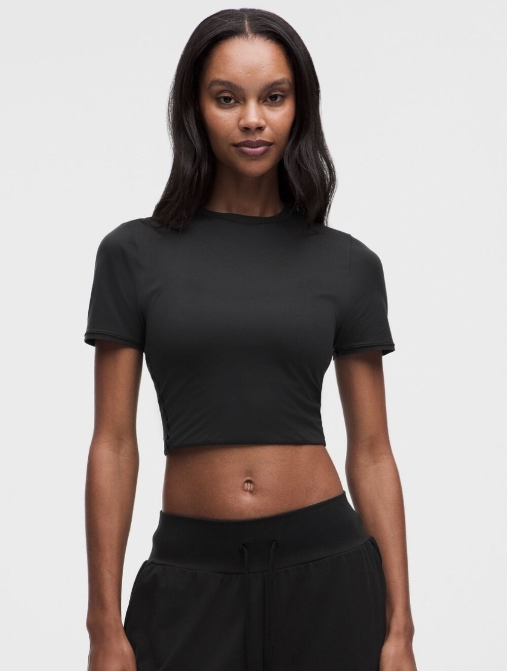 lululemon athletica Black Cropped Crew Tee